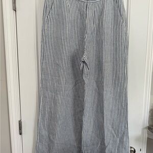 Tahari Linen Striped Pants in Blue and White size US 12.